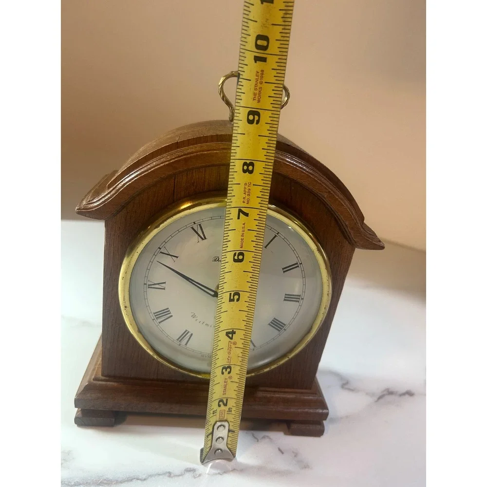Daniel Dakota Westminster Chime Quartz Mantel Clock Wood Roman Numeral Brown